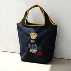 エコバッグ  刺繍 ポロベア USA　ネイビーブルー