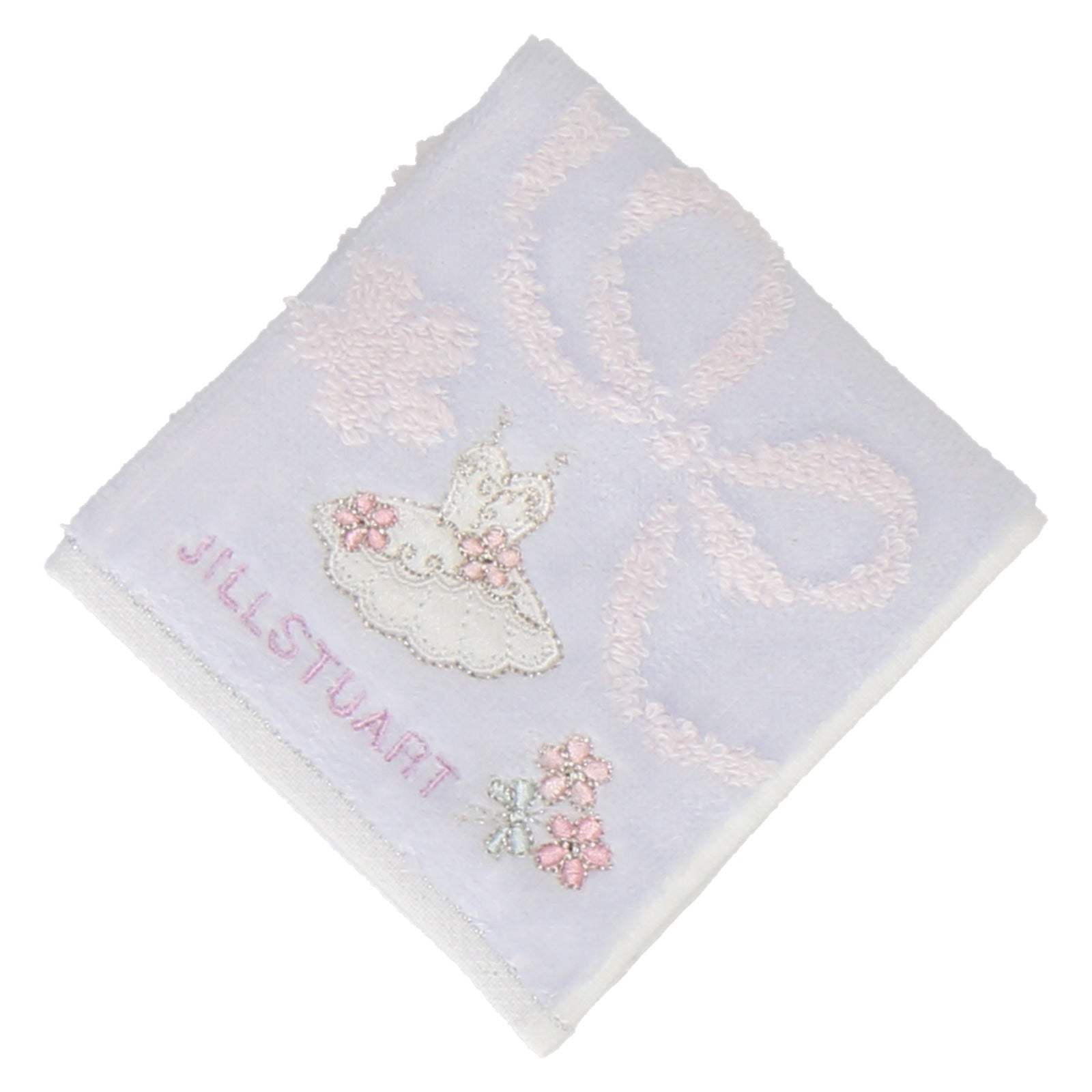 ミニタオルハンカチ 桜柄 ドレス刺繍　ブルー