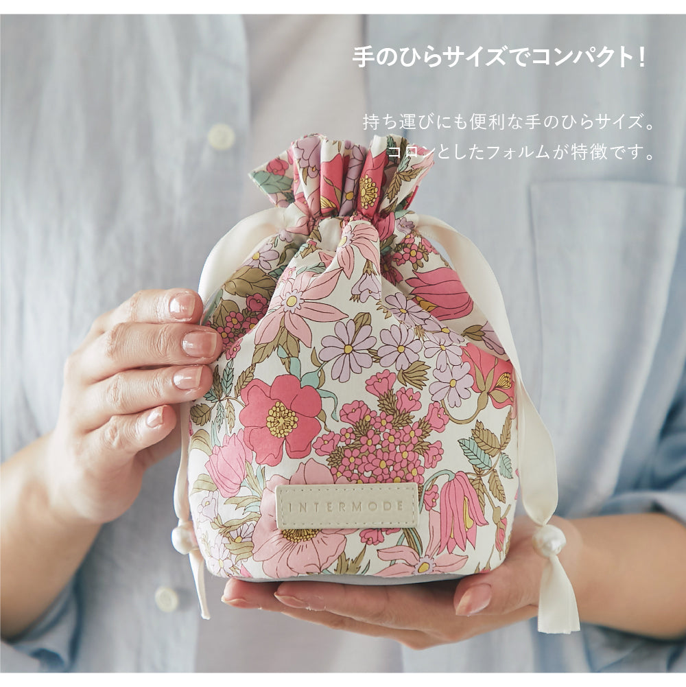 巾着ポーチEdenham　ネイビーブルー