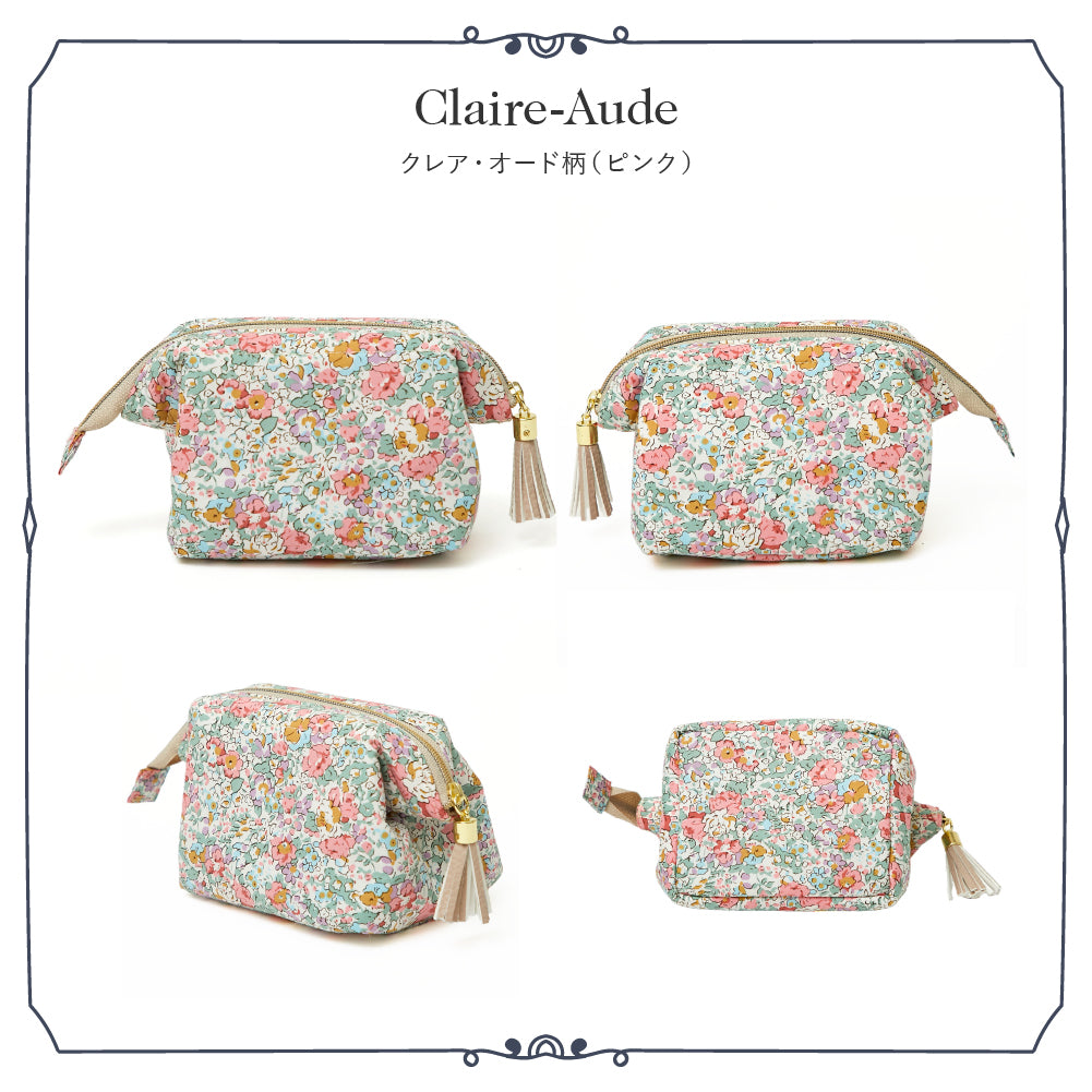 リバティプリント ワイヤ－ポ－チ #187a  Claire-Aude　 ピンク