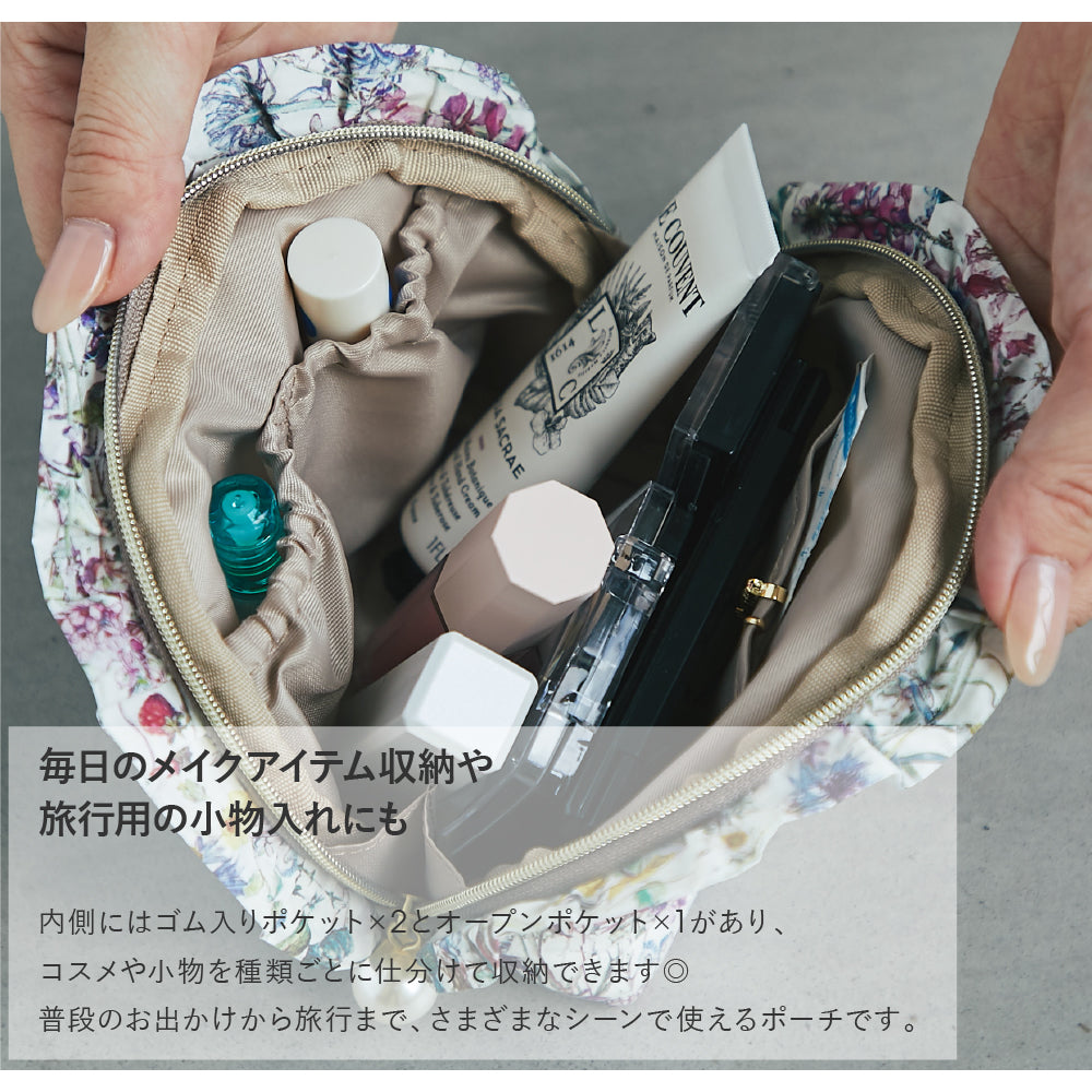 シェル型フリルポーチ WildFlowers　アイボリー