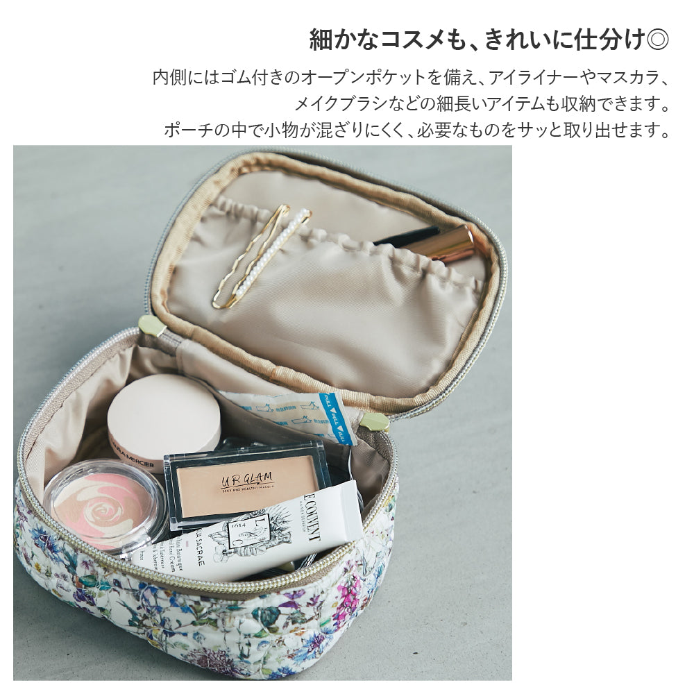 パールビジュー付バニティポーチ WildFlowers　アイボリー