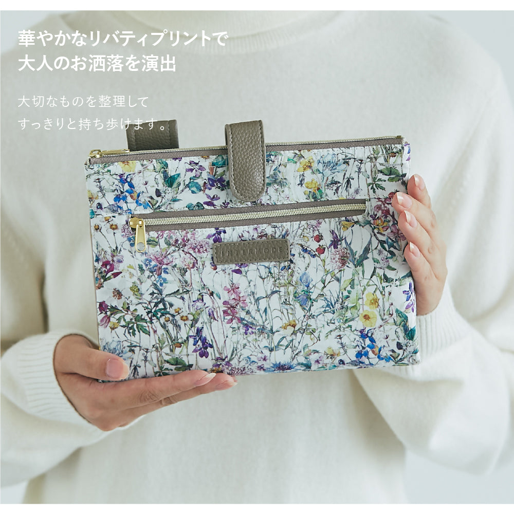 手帳型マルチポーチ WildFlowers　アイボリー