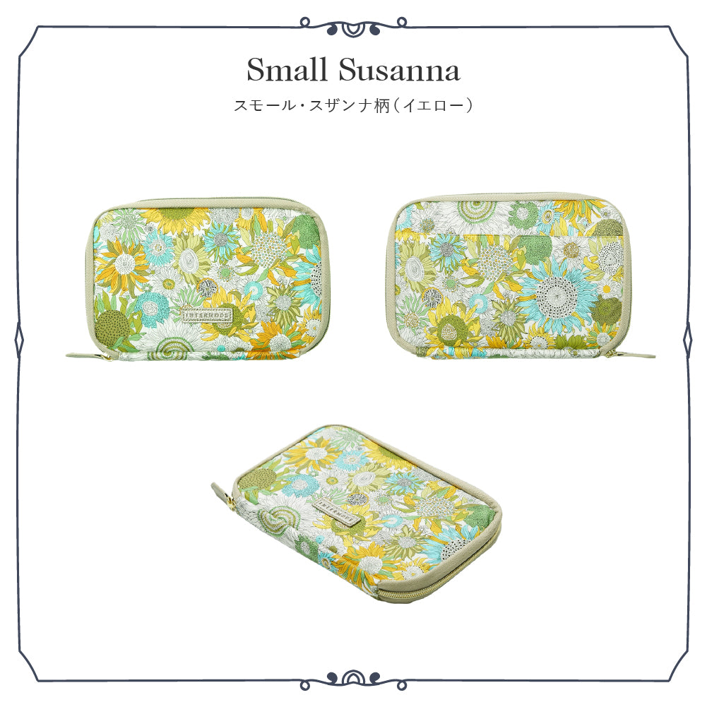 リバティプリント お財布型マルチポーチ Small Susanna　イエロー