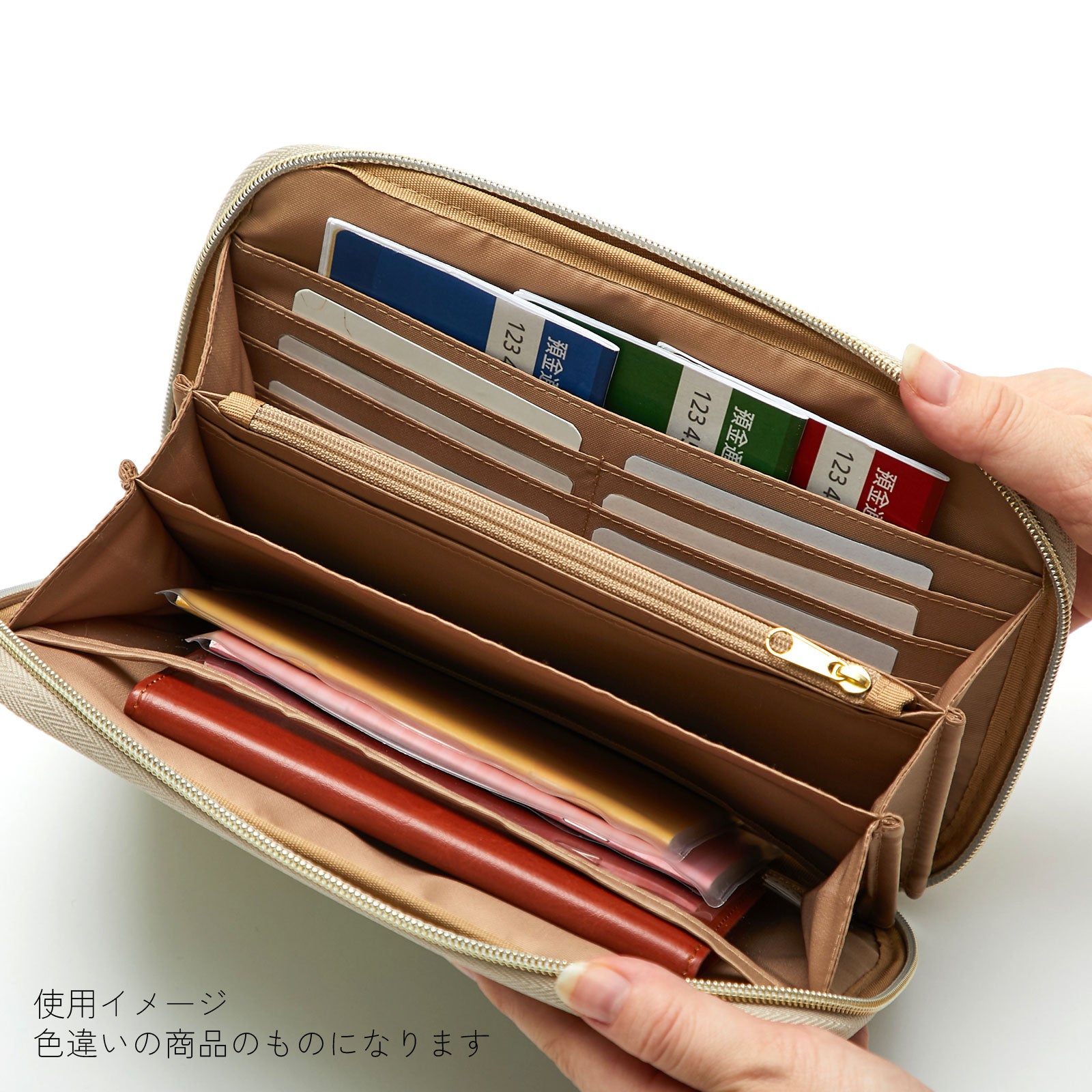 リバティプリント お財布型マルチポーチ Angelica Garla　ブルー