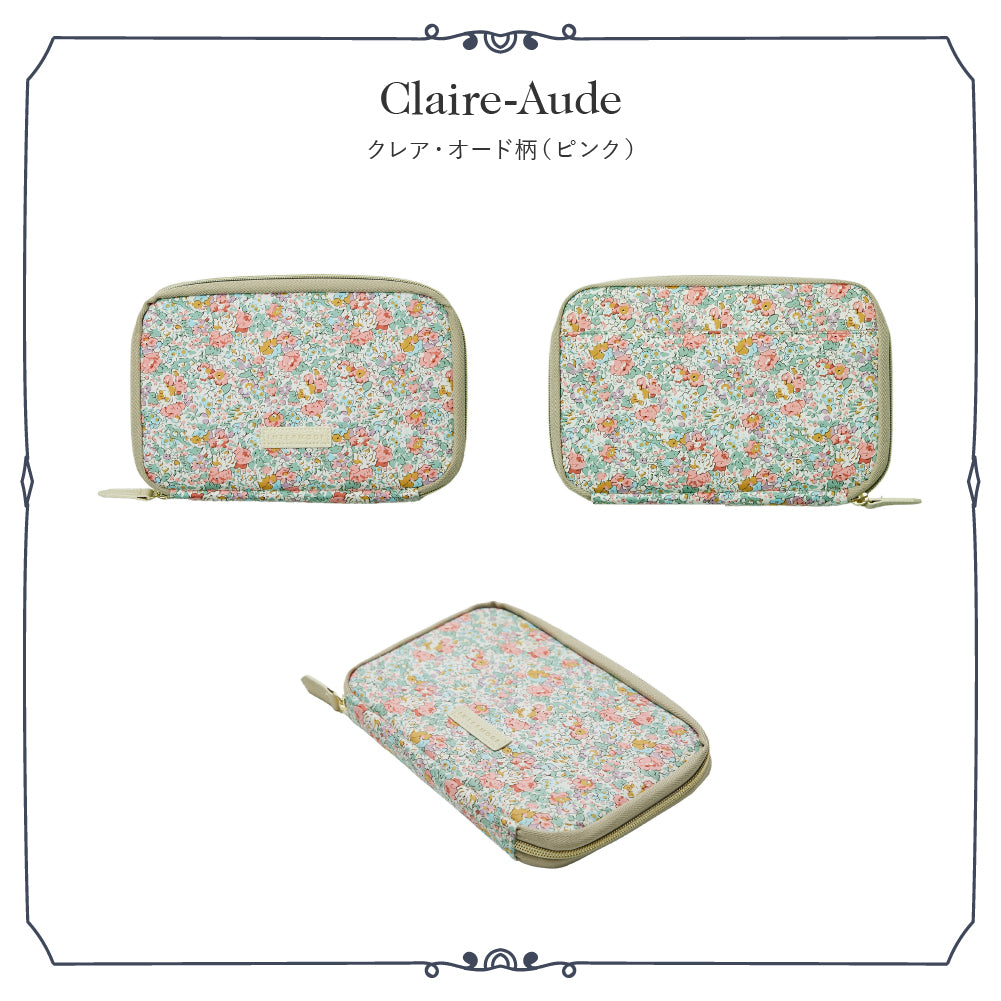 リバティプリント お財布型マルチポーチ  Claire-Aude　 ピンク