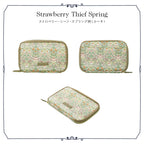 リバティプリント お財布型マルチポーチ Strawberry Thief Spring　カーキ