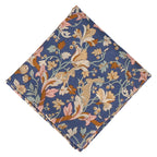 婦人プリントハンカチ #190a JOAN　ネイビーブルー