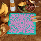 ミニタオル ハワイアンキルト柄 リノシリーズ　グアバミント