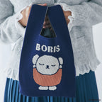 ニットミニバッグ ボリス　ネイビーブルー
