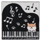 婦人タオルハンカチ 柴犬　ピアノ