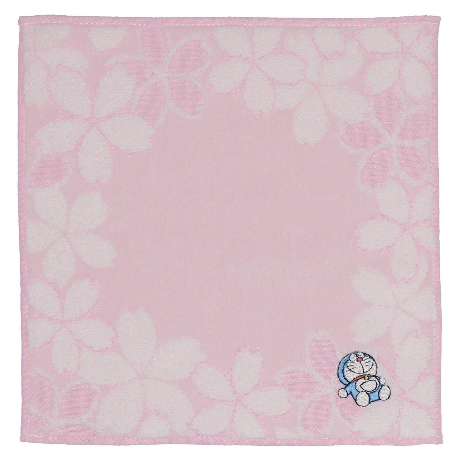 タオルハンカチ おひるねドラえもん＆桜　ピンク