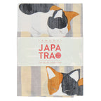 手ぬぐい　縞とねこ