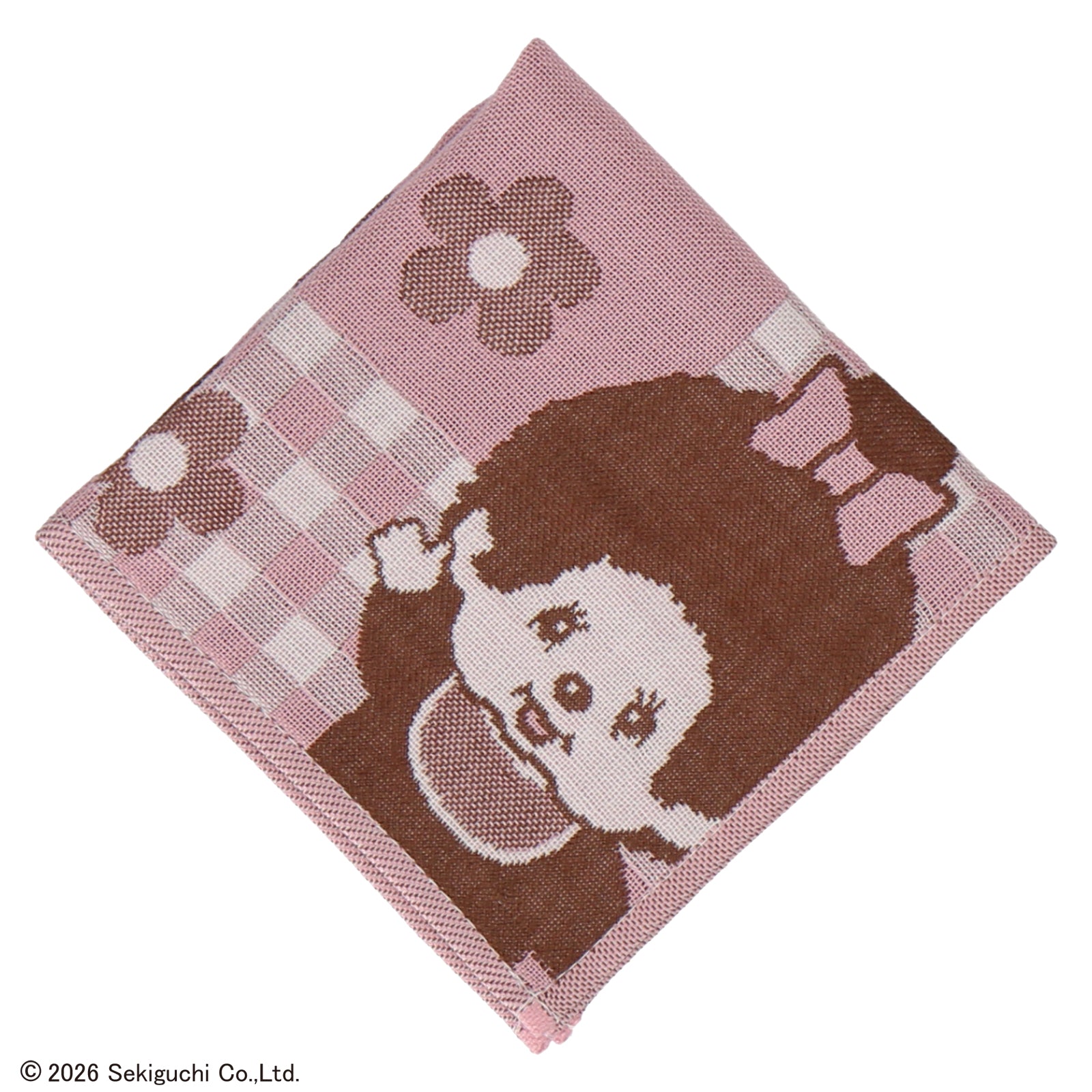 3重ガーゼハンカチ モンチッチくん&モンチッチちゃん　ピンク