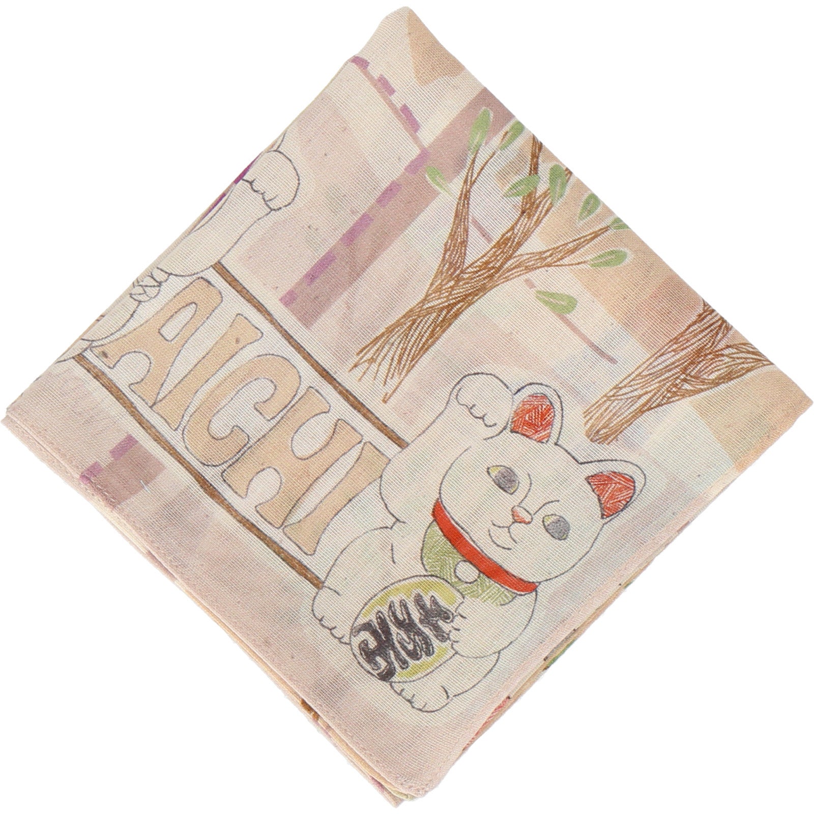 愛知 招き猫　プリントハンカチ