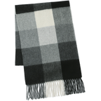 洗えるカシミヤ ブロックチェックマフラー　ブラック