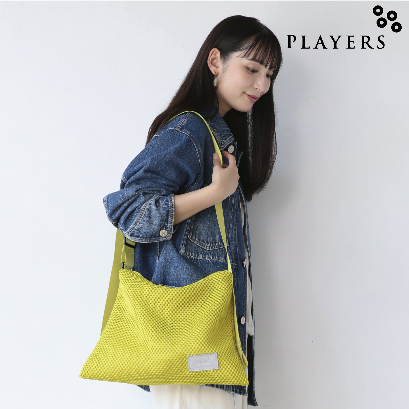 メッシュ カラーステッチショルダーM 　イエロー