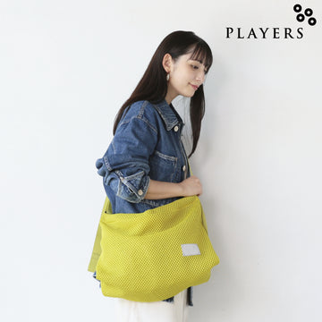 メッシュ カラーステッチショルダーL  　イエロー