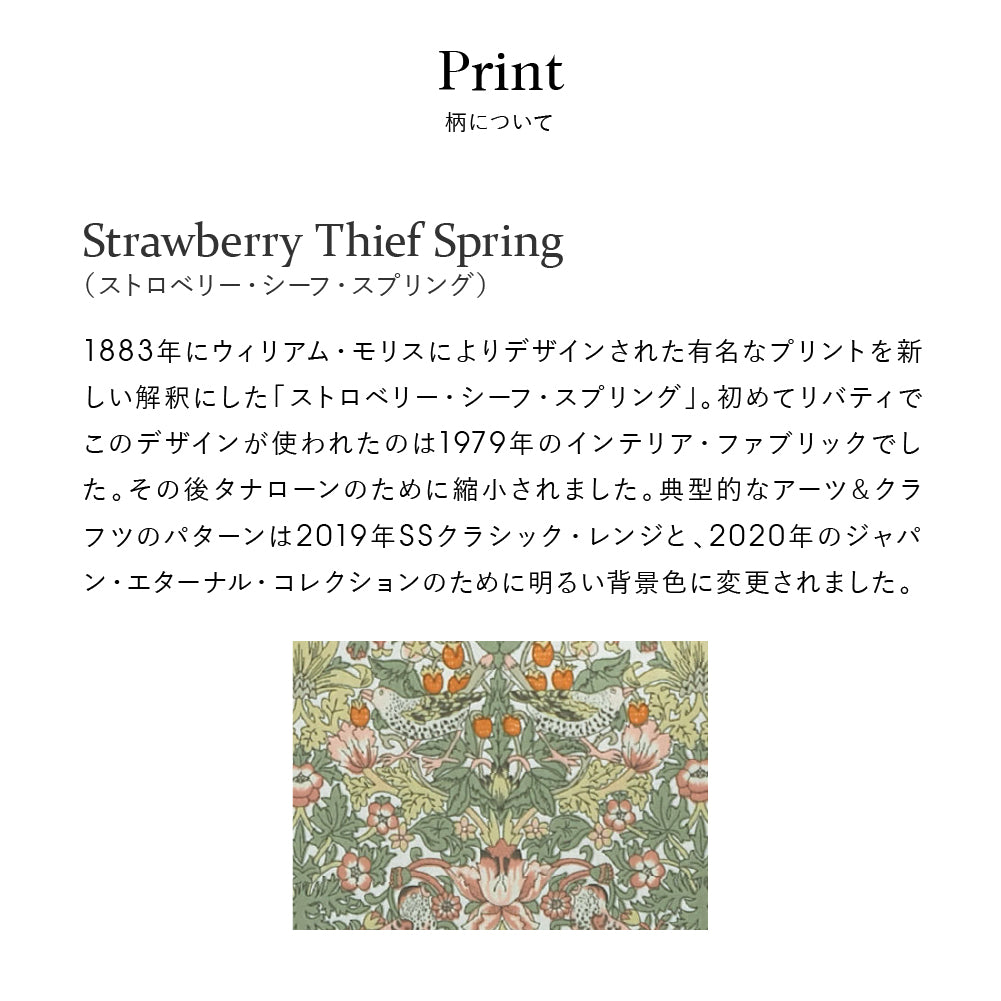 リバティプリント ワイヤ－ポ－チ #187d Strawberry Thief Spring　カーキ